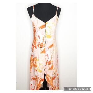 Able the‎ Label Flower Bomb orange floral high low sundress size Medium NWT